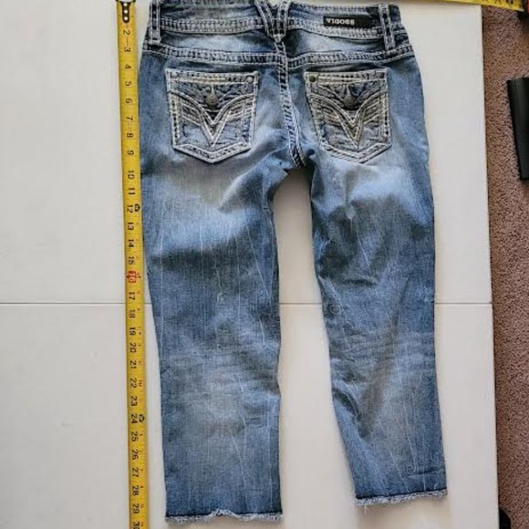 Vigoss the Dallas Capris Jeans Womens Size 3/4x21 Blue Denim 5 Pocket - Picture 4 of 6